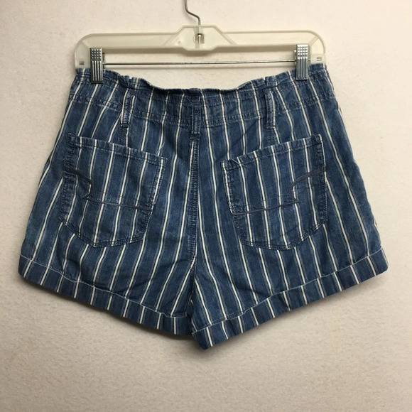 American Eagle Striped Paperbag Denim Shorts Size 6 - Picture 2 of 9